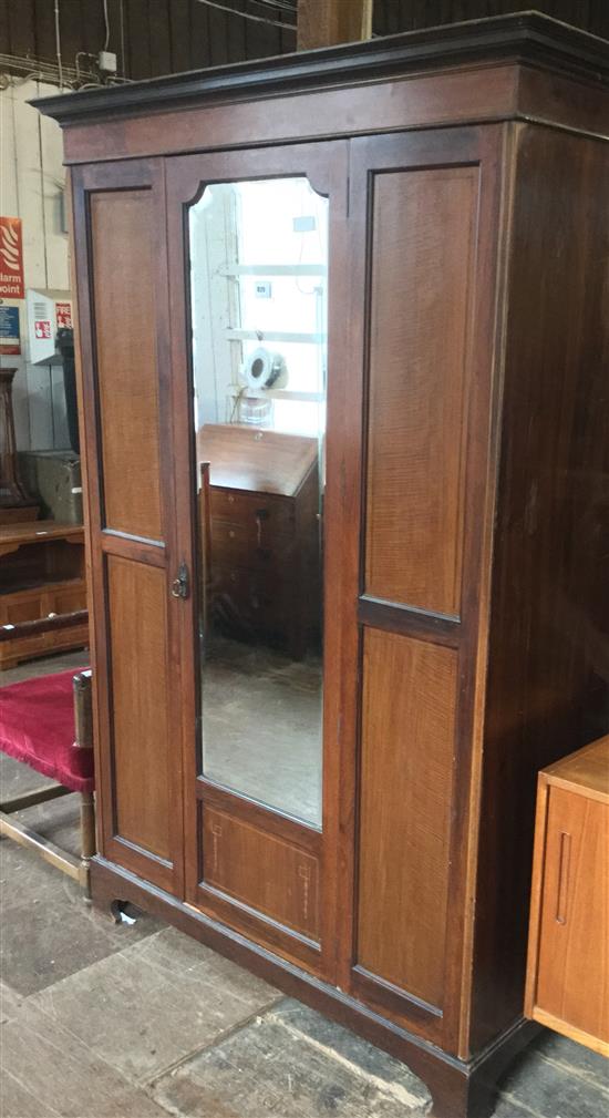 Inlaid mahogany mirrored wardrobe